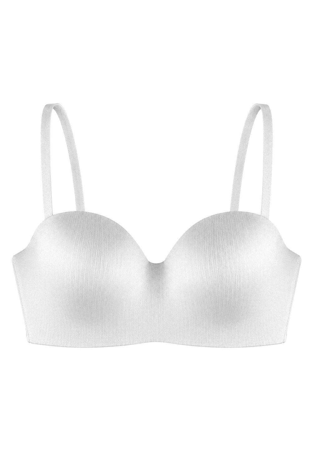 Seamless Bra - Maris | Krem Micro Balenli Parlak Straplez Kadın Sütyen