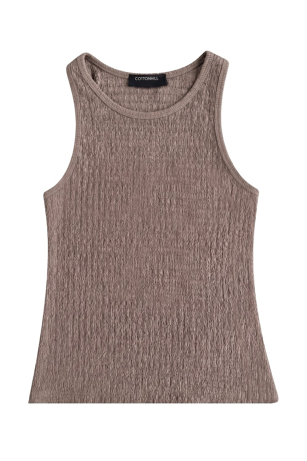 Premium - Tide Collection | Vizon Bisiklet Yaka Bürümcük Dokulu Kolsuz Kadın Crop Bluz