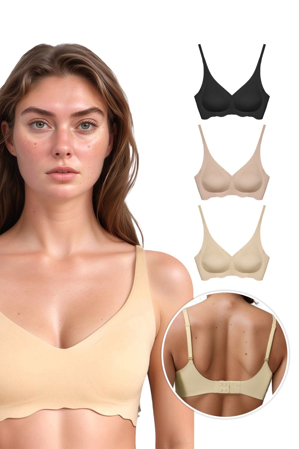 Seamless Bra - Wave | Lazer Kesim Dikişsiz Dalga Detaylı Balensiz Kadın Sütyen 3lü Paket-2