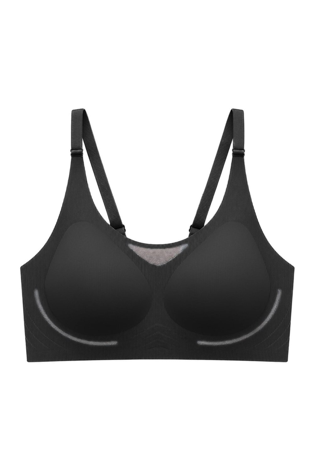 Seamless Bra - Avena | Siyah Lazer Kesim Balensiz Çizgi Dokulu Tül Detaylı Kadın Sütyen