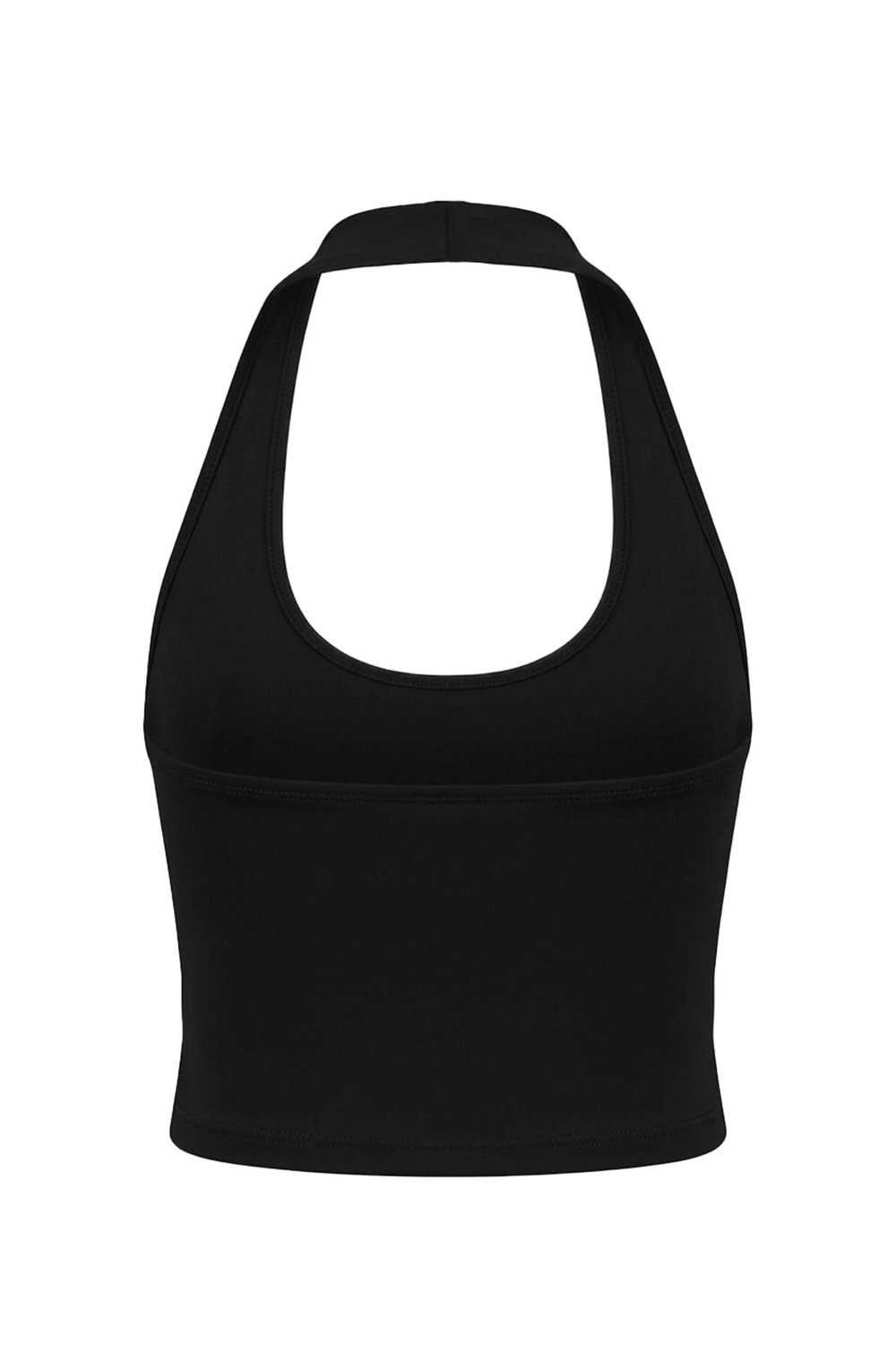 Siyah Viskon Halter Yaka Sırt Dekolteli Kadın Crop Atlet