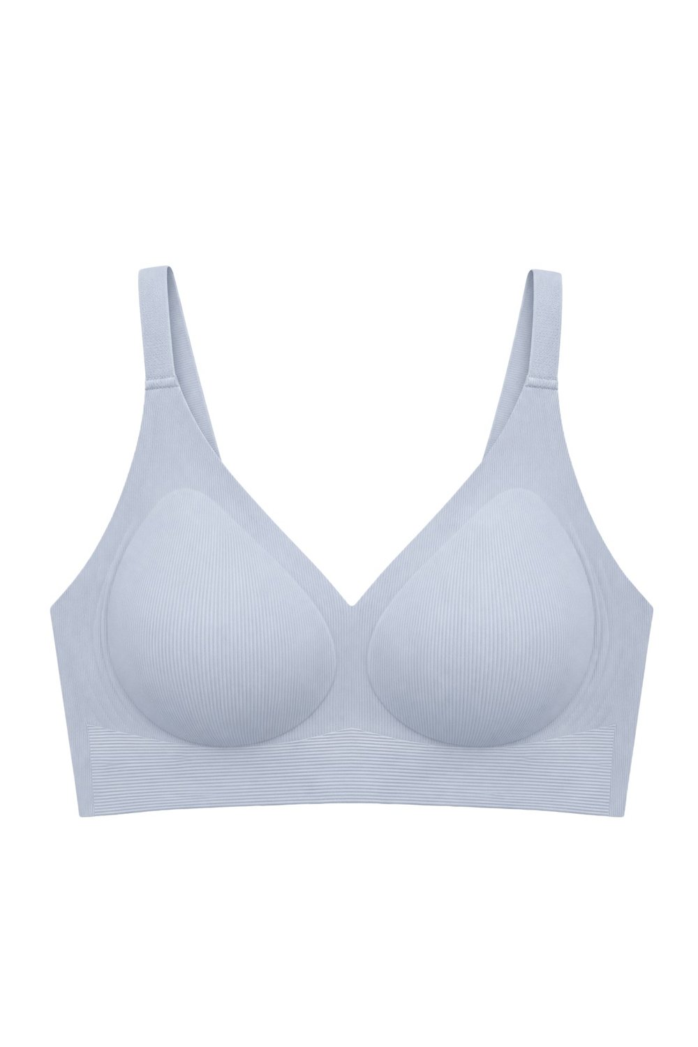 Seamless Bra - Velora | Gri Lazer Kesim Balensiz Rib Dokulu Dikişsiz Kadın Sütyen
