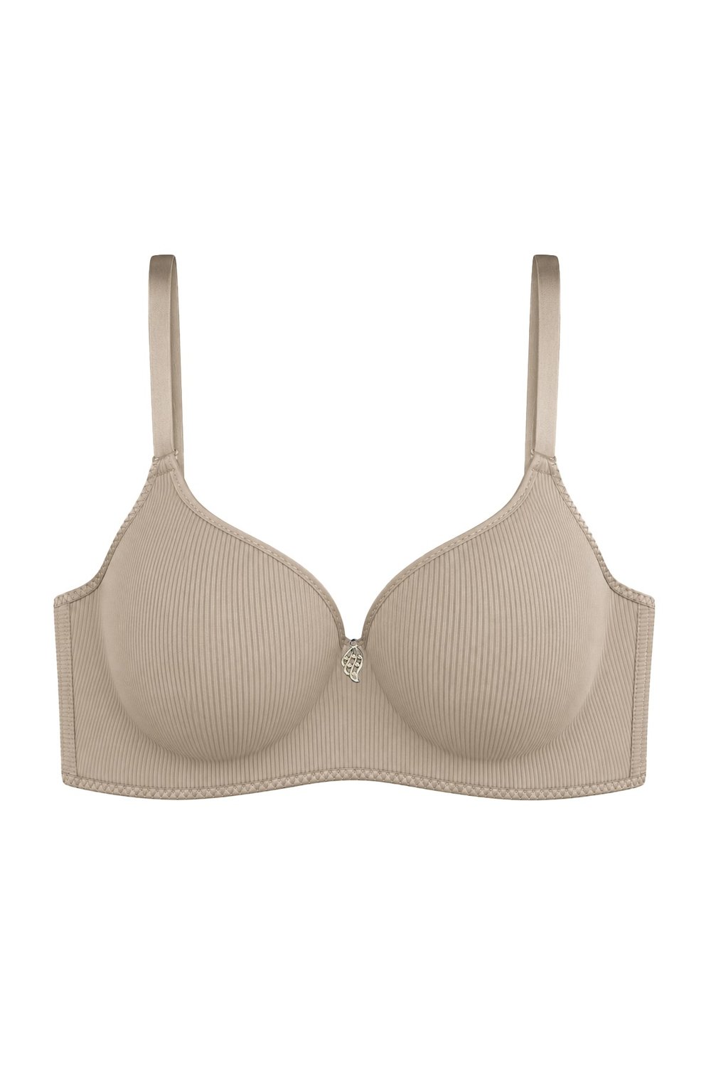 Seamless Bra - Renoa | Bej Rib Dokulu Balensiz Doğal Form Straplez Kadın Sütyen