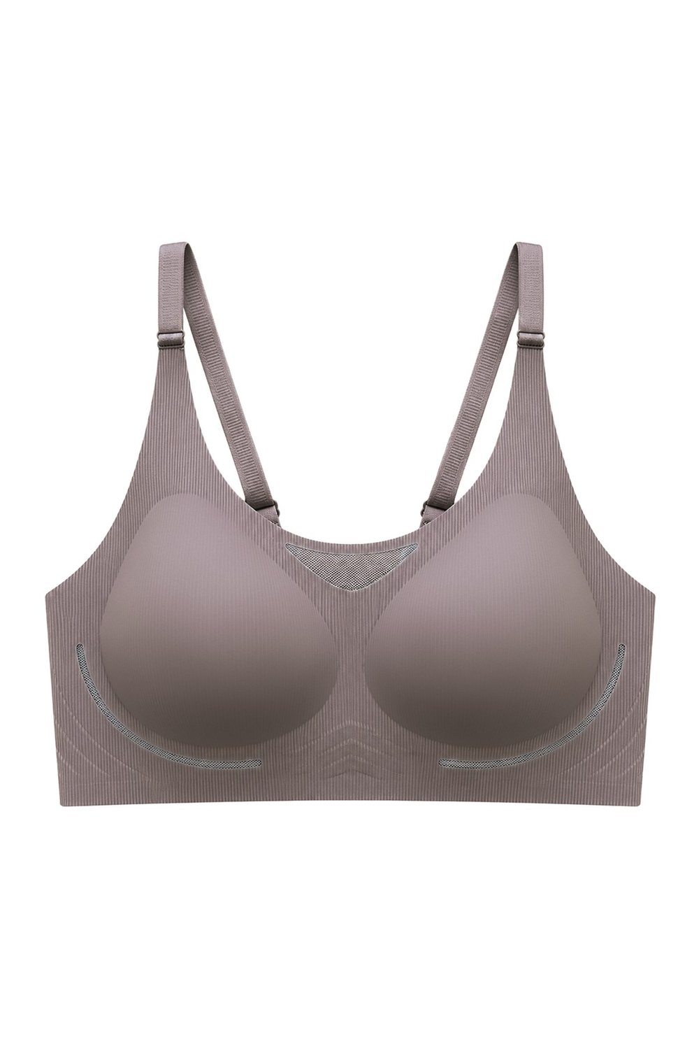 Seamless Bra - Avena | Kahverengi Lazer Kesim Balensiz Çizgi Dokulu Tül Detaylı Kadın Sütyen