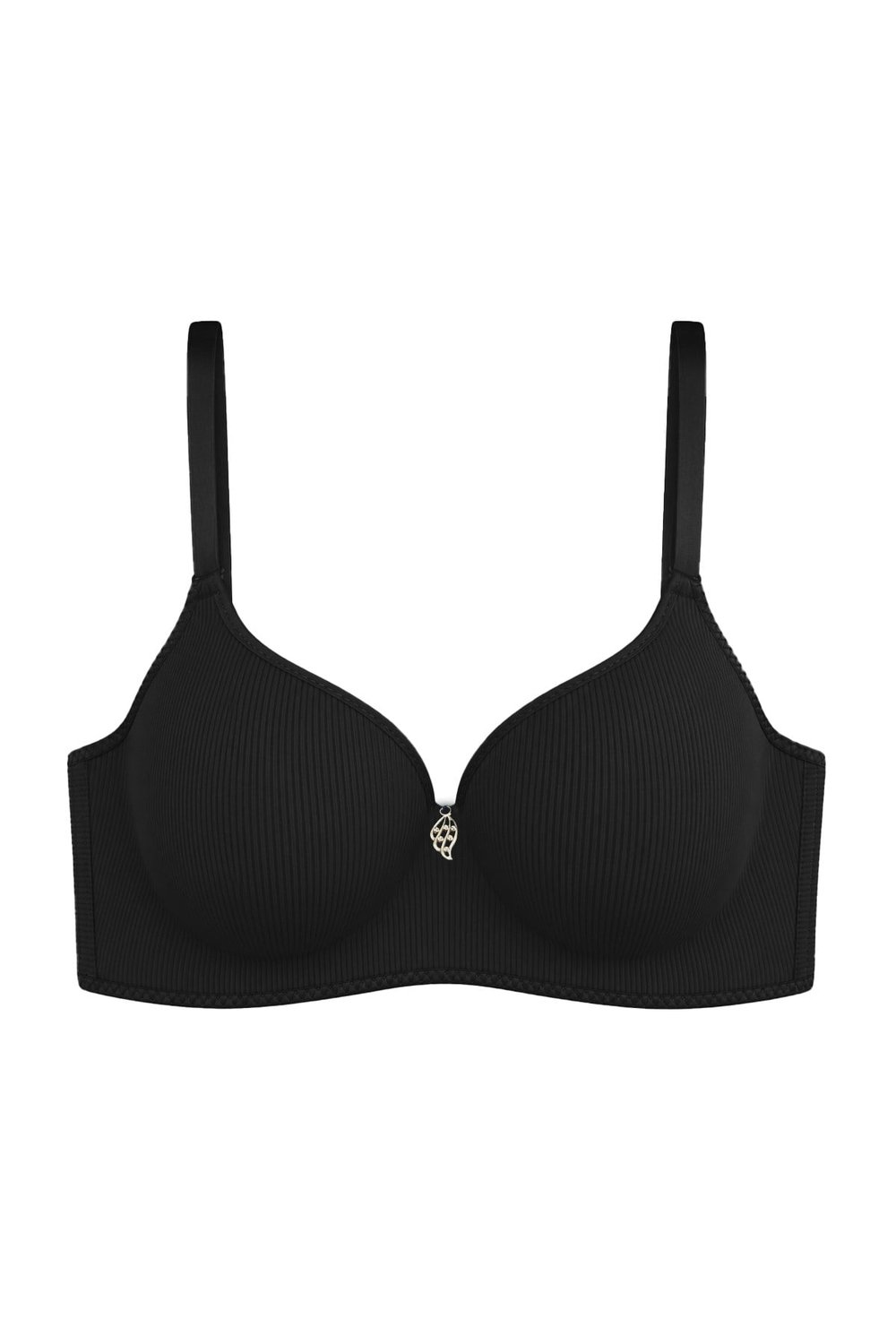 Seamless Bra - Renoa | Siyah Rib Dokulu Balensiz Doğal Form Straplez Kadın Sütyen