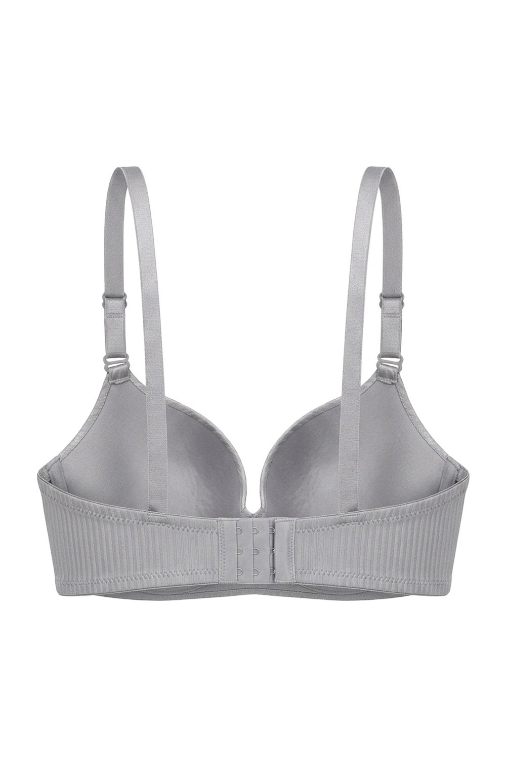 Seamless Bra - Rivelle | Gri Mikro Çizgi Desenli Balensiz Günlük Kadın Sütyen