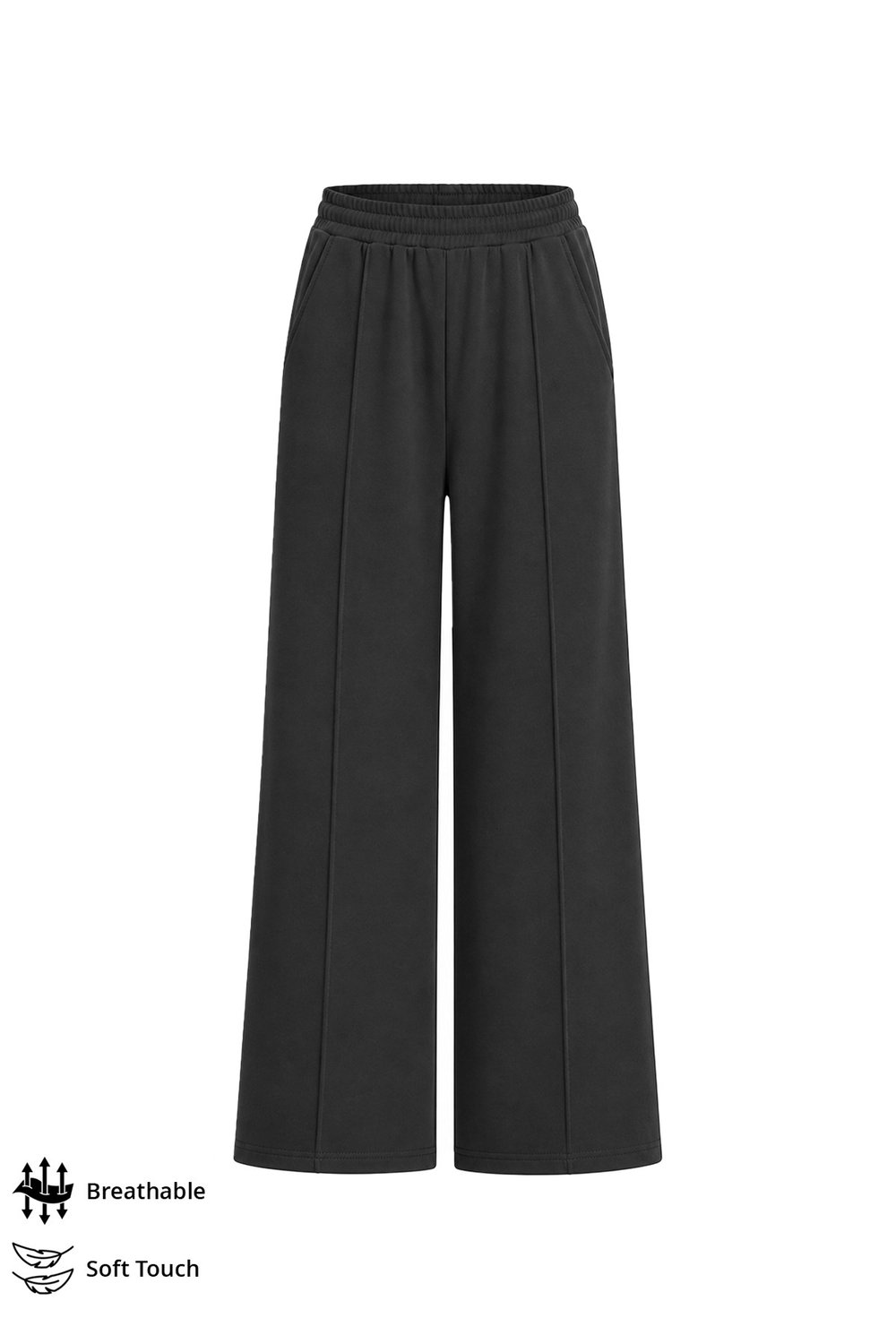 Premium - Sway Collection | Siyah Modal Nervür Dikiş Detaylı Kadın Pantolon Eşofman Altı