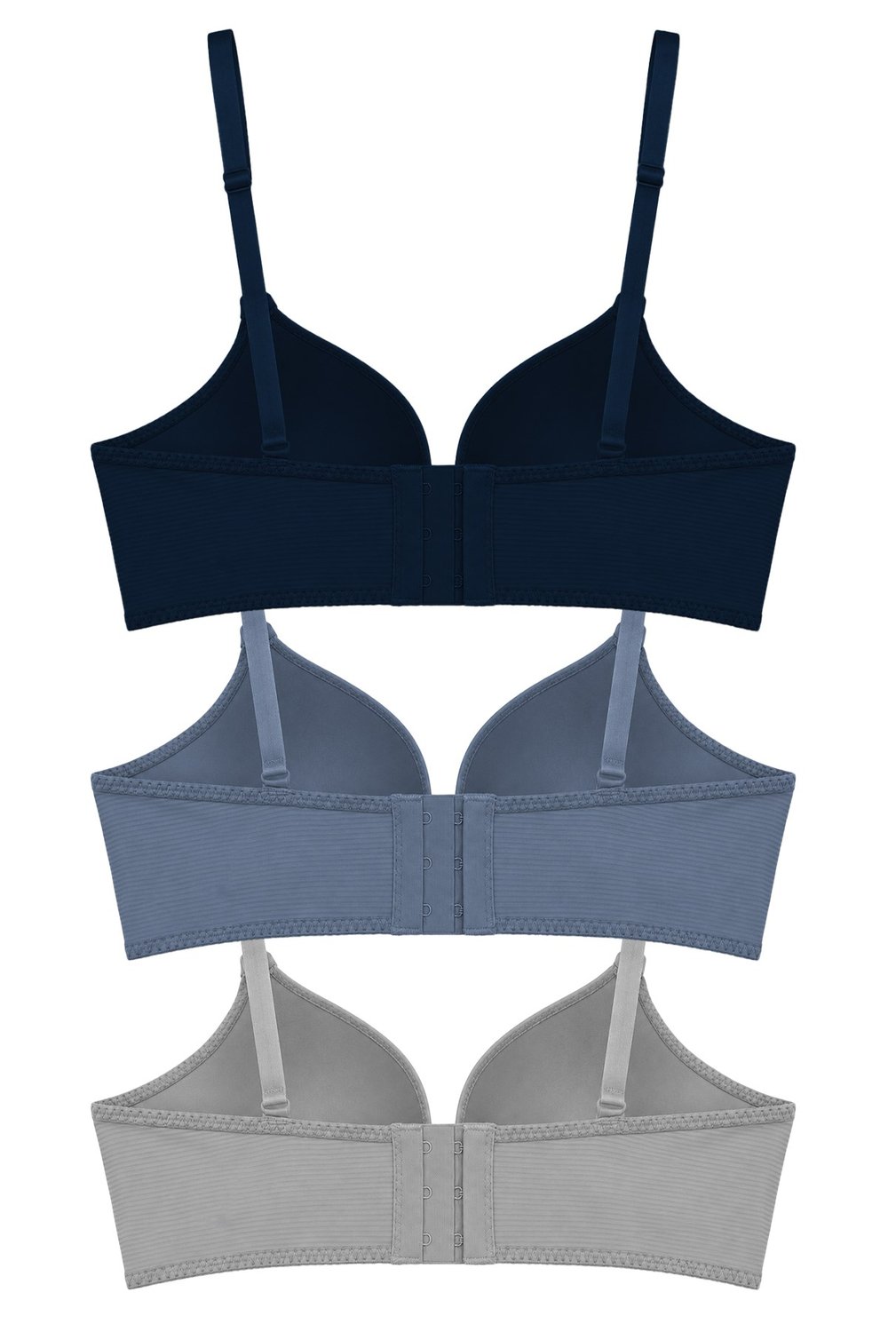 Seamless Bra - Renoa | Rib Dokulu Balensiz Doğal Form Straplez Kadın Sütyen 3lü Paket