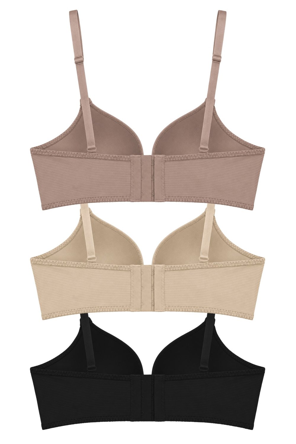 Seamless Bra - Renoa | Rib Dokulu Balensiz Doğal Form Straplez Kadın Sütyen 3lü Paket-2