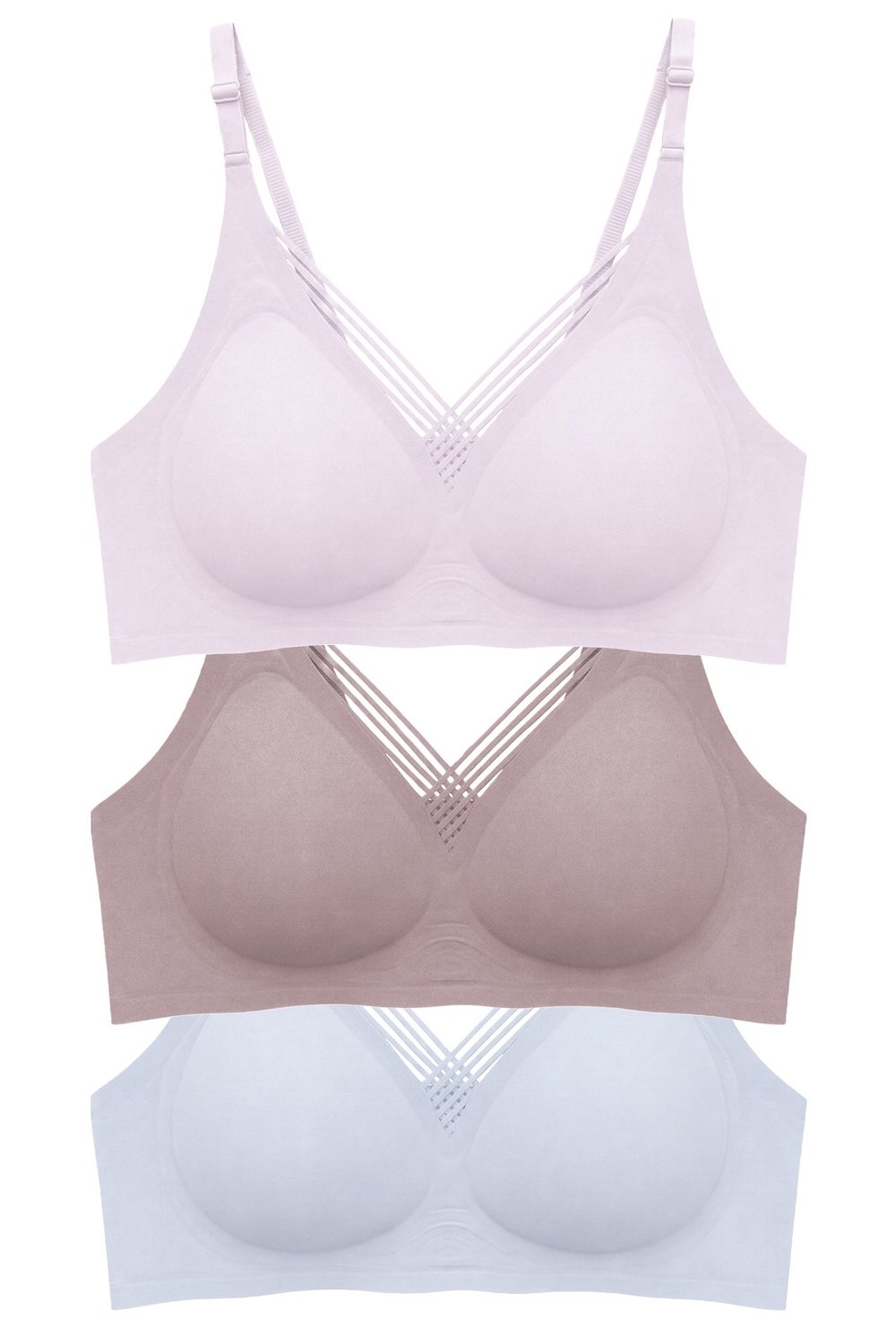 Seamless Bra - Lucent | Lazer Kesim Balensiz Ön Çapraz Şerit Detaylı Kadın Sütyen 3lü Paket