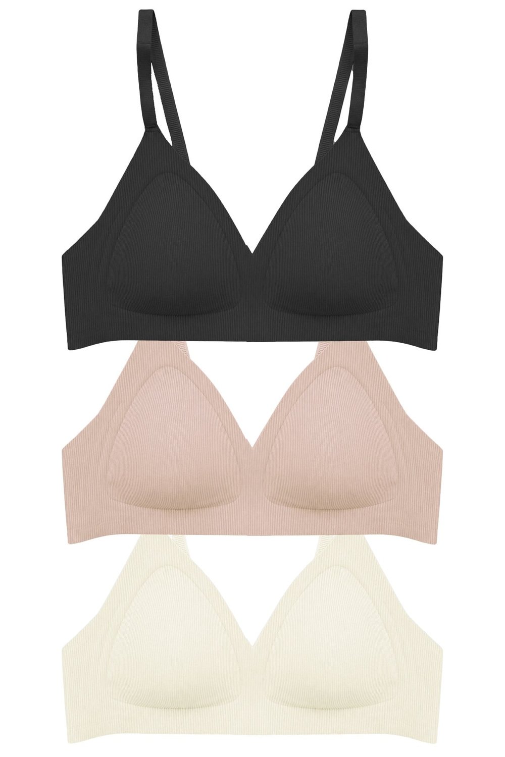Seamless Bra - Velour | Lazer Kesim Balensiz Üçgen Form Dikişsiz Kadın Sütyen 3lü Paket-2