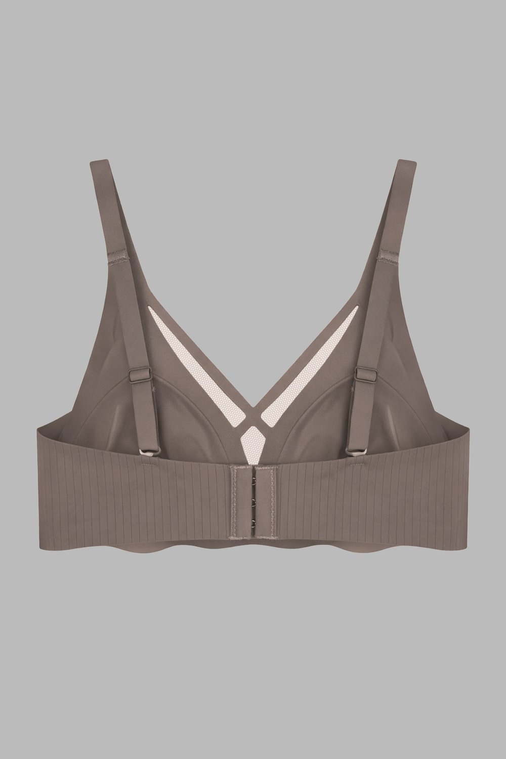 Seamless Bra - Liny | Kahverengi Lazer Kesim Dikişsiz Çizgi Desenli Dekolteli Kadın Sütyen