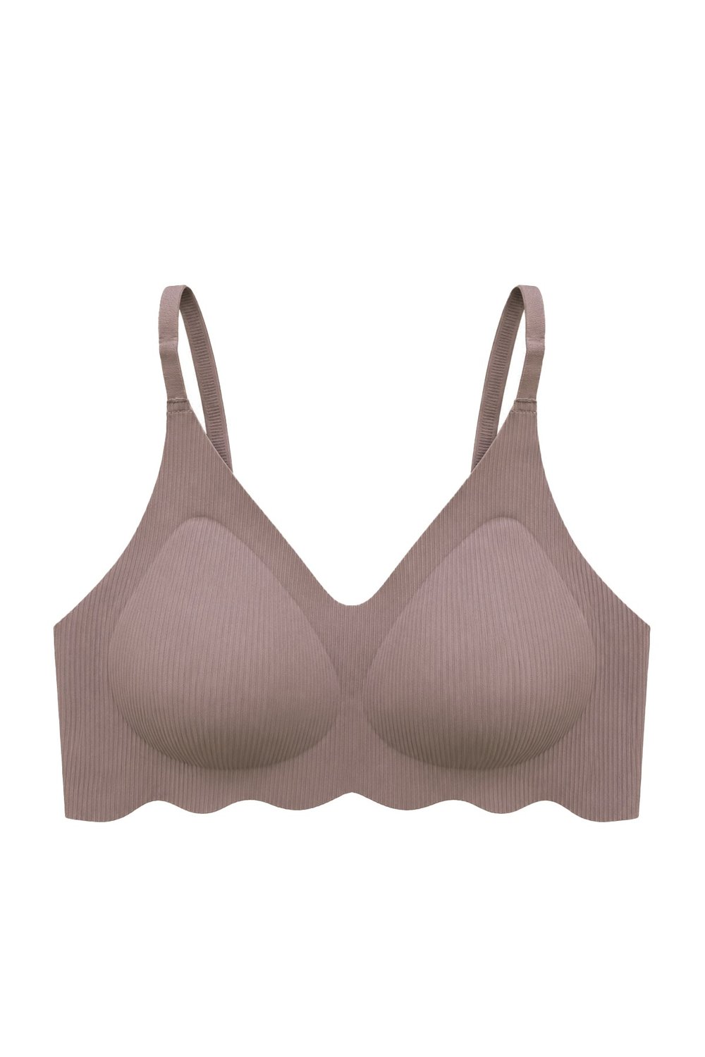 Seamless Bra - Elara | Kahverengi Lazer Kesim Balensiz İnce Fitil Dokulu Dikişsiz Kadın Sütyen