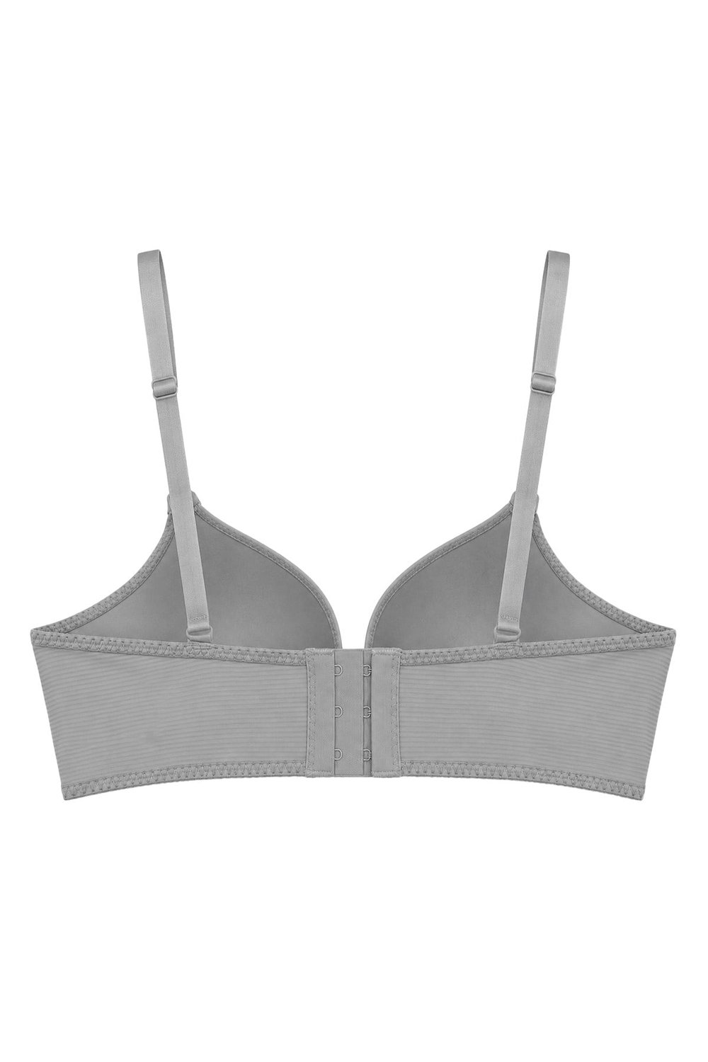 Seamless Bra - Renoa | Gri Rib Dokulu Balensiz Doğal Form Straplez Kadın Sütyen