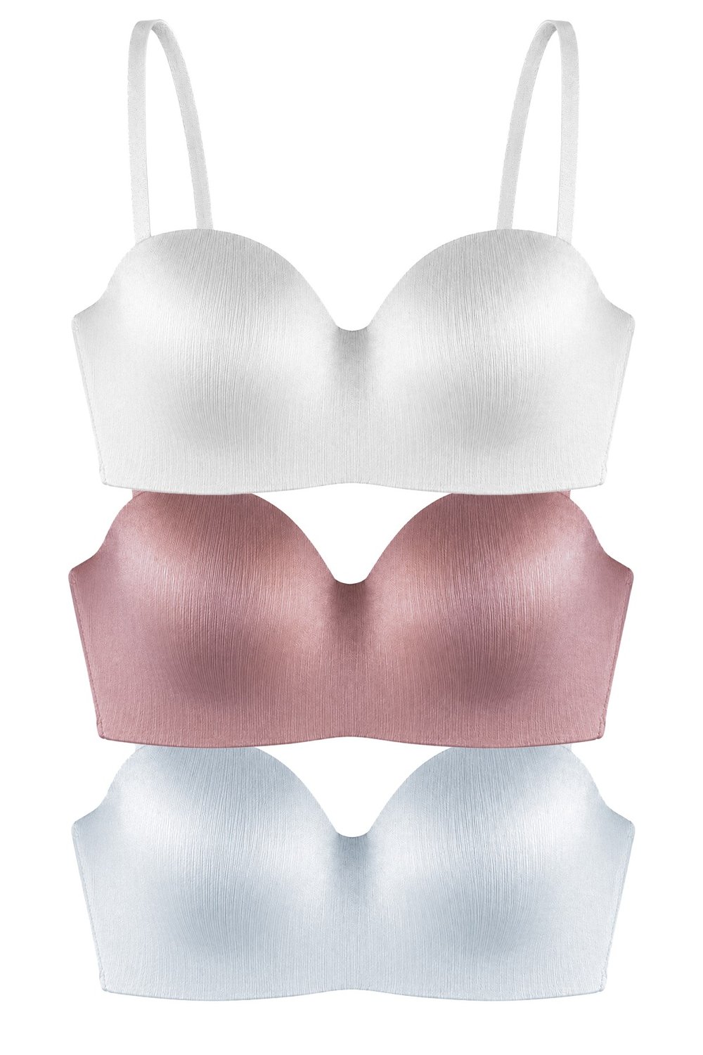 Seamless Bra - Maris | Micro Balenli Parlak Straplez Kadın Sütyen 3lü Paket