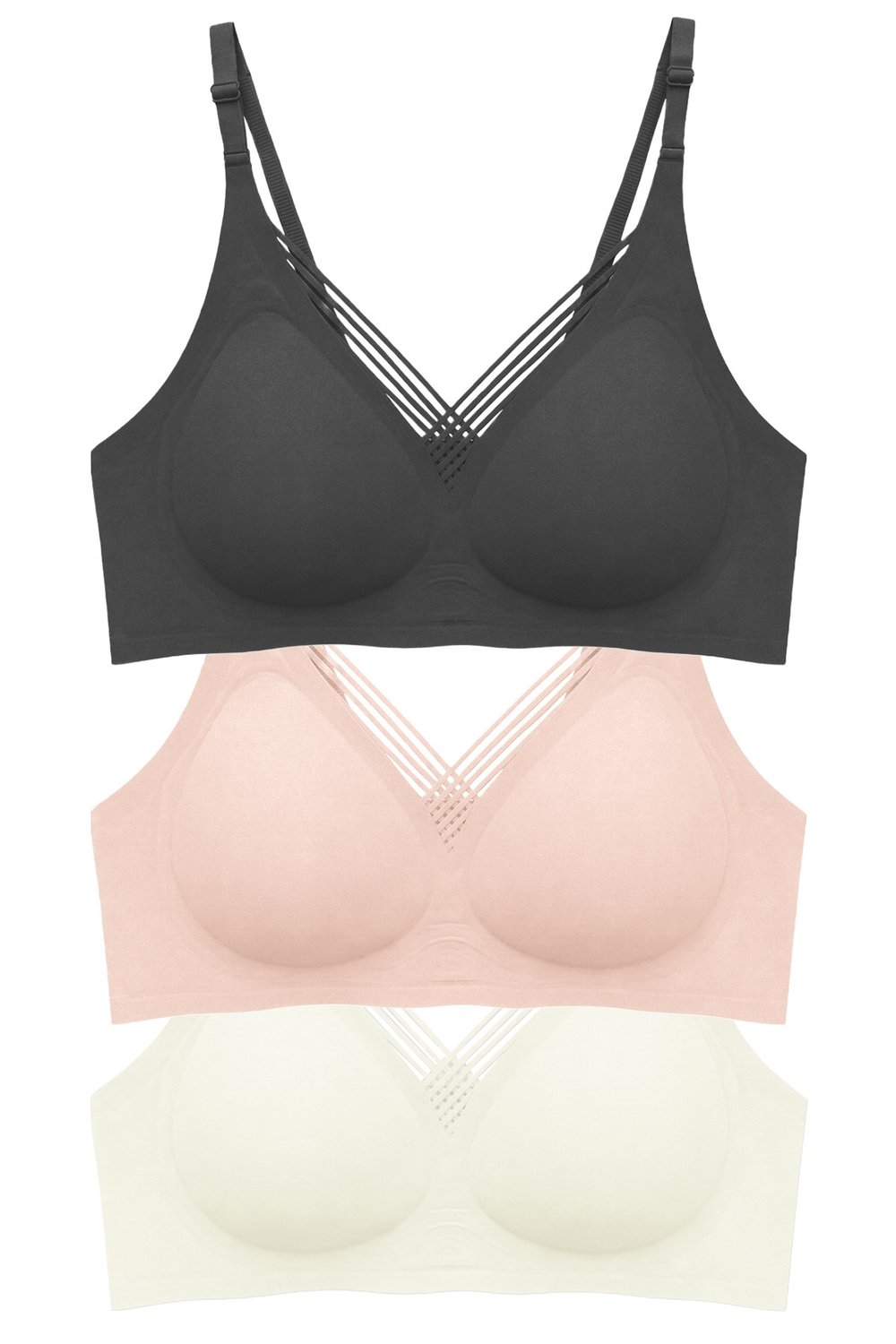 Seamless Bra - Lucent | Lazer Kesim Balensiz Ön Çapraz Şerit Detaylı Kadın Sütyen 3lü Paket-2
