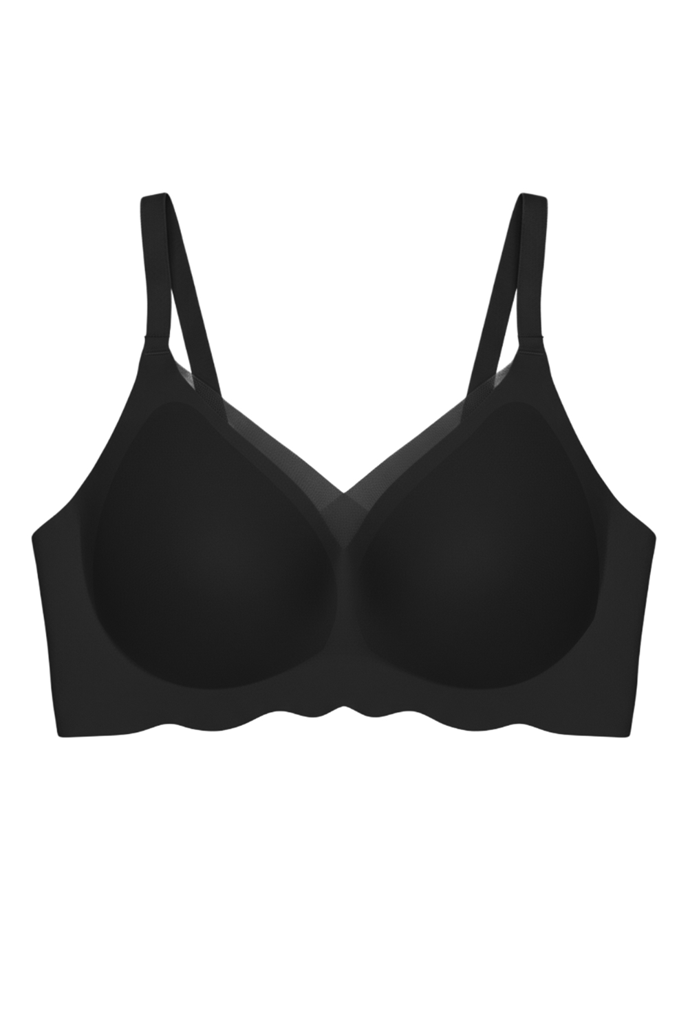 Seamless Bra - Touch | Siyah Lazer Kesim Dikişsiz Tül ve Dalga Detaylı Balensiz Kadın Sütyen