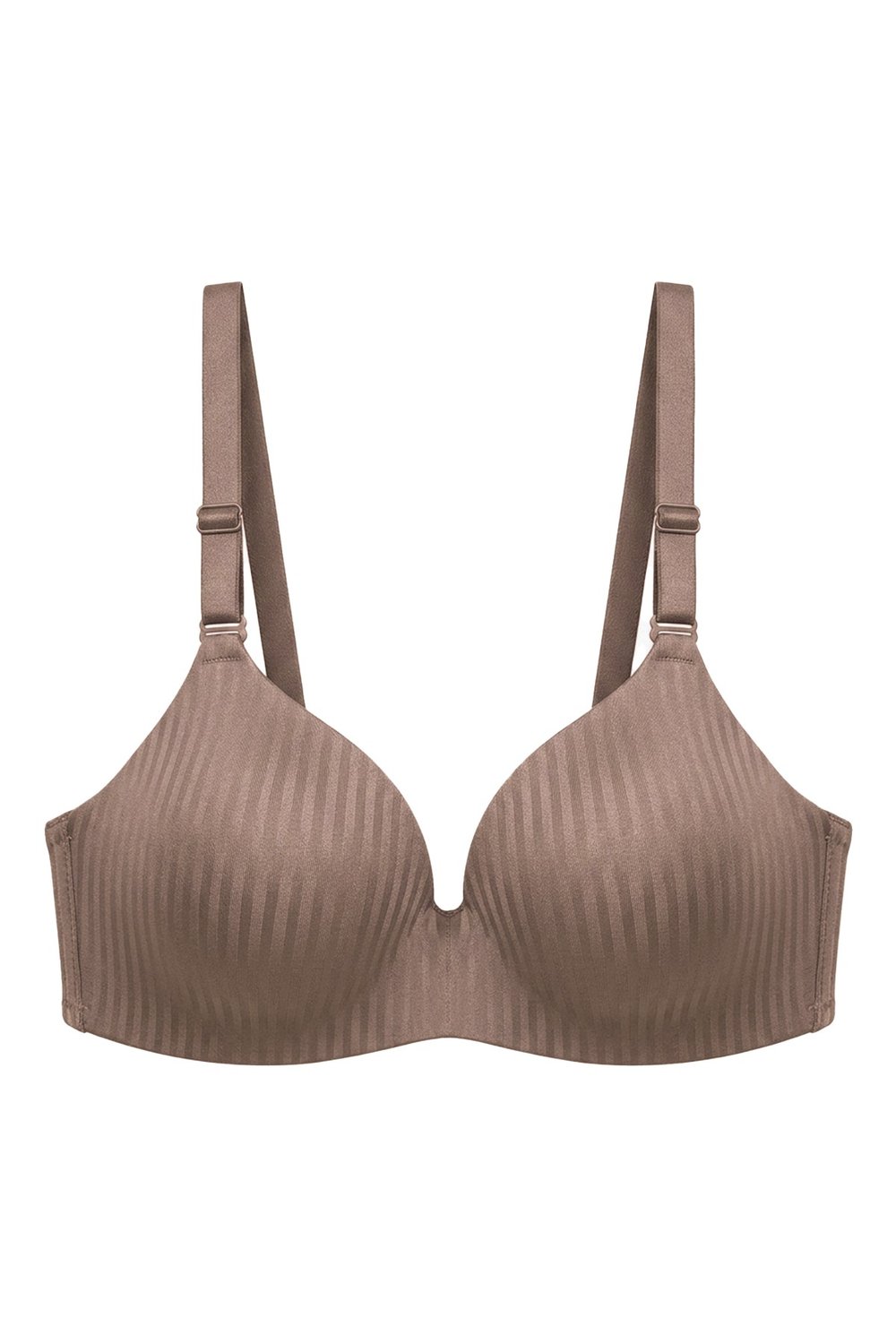 Seamless Bra - Rivelle | Kahverengi Mikro Çizgi Desenli Balensiz Günlük Kadın Sütyen