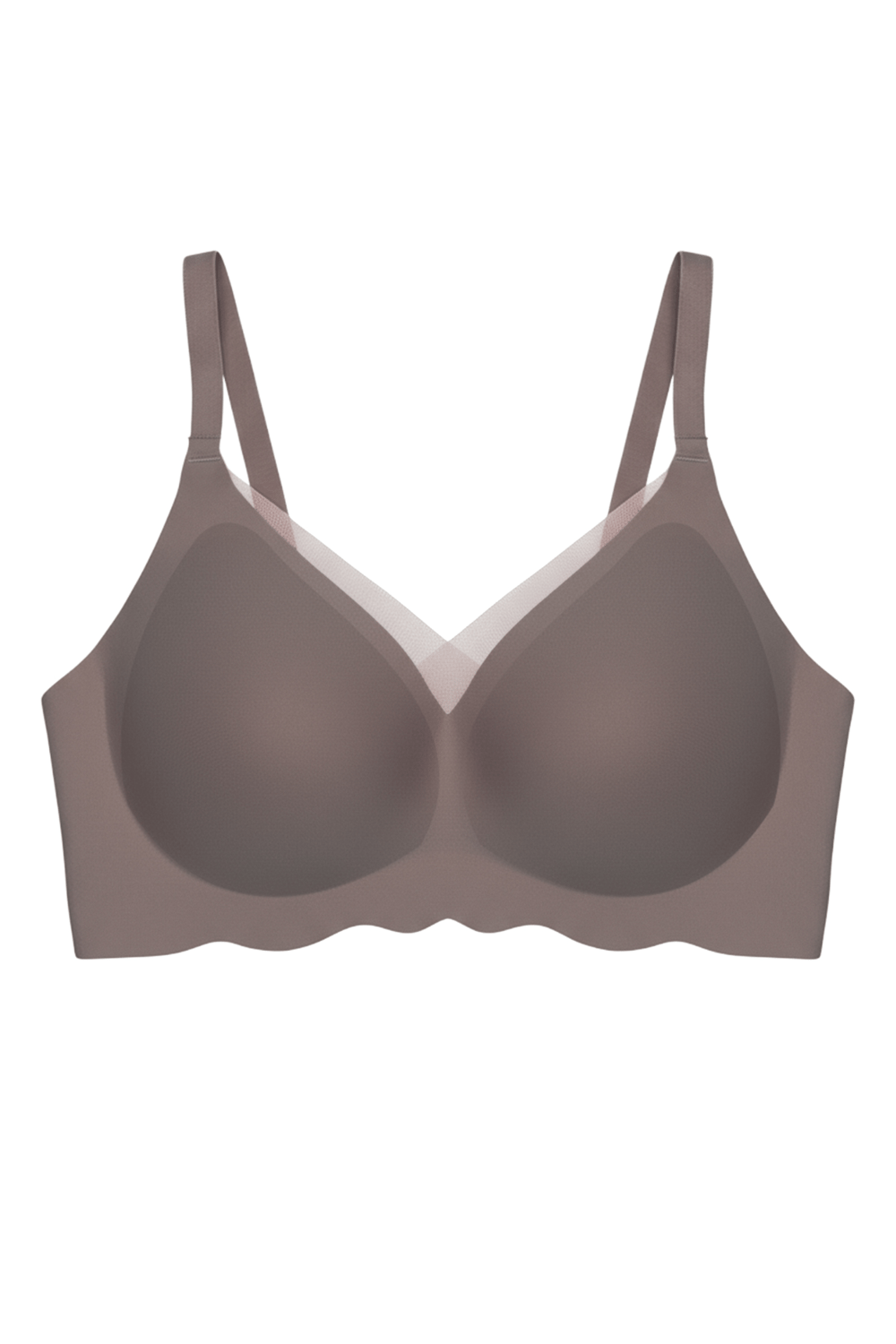Seamless Bra - Touch | Kahverengi Lazer Kesim Dikişsiz Tül ve Dalga Detaylı Balensiz Kadın Sütyen
