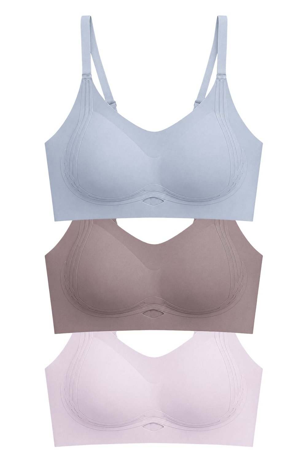 Seamless Bra - Elaris | Lazer Kesim Balensiz Dekolteli Şerit Detay Dikişsiz Kadın Sütyen 3lü Paket