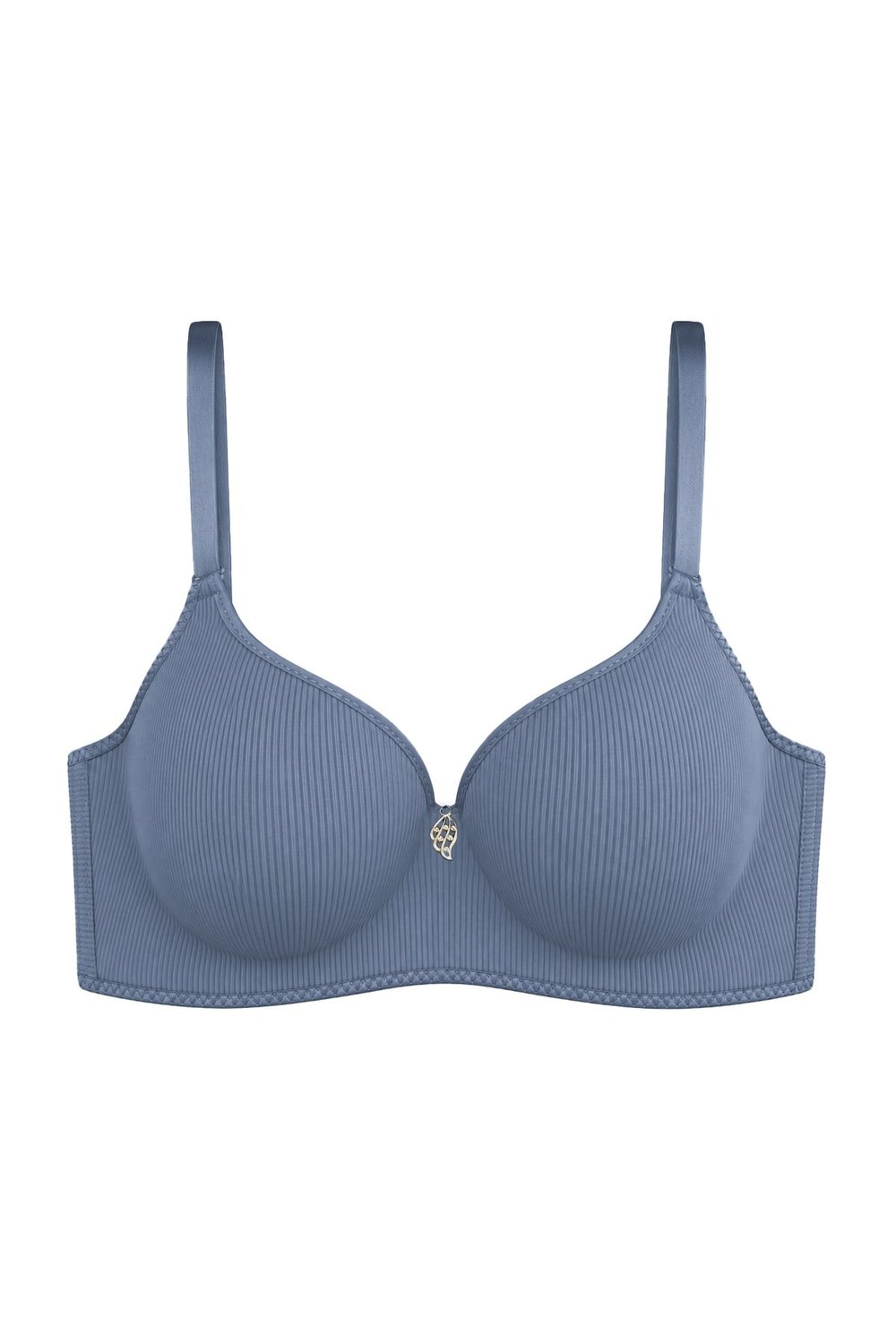 Seamless Bra - Renoa | Mavi Rib Dokulu Balensiz Doğal Form Straplez Kadın Sütyen