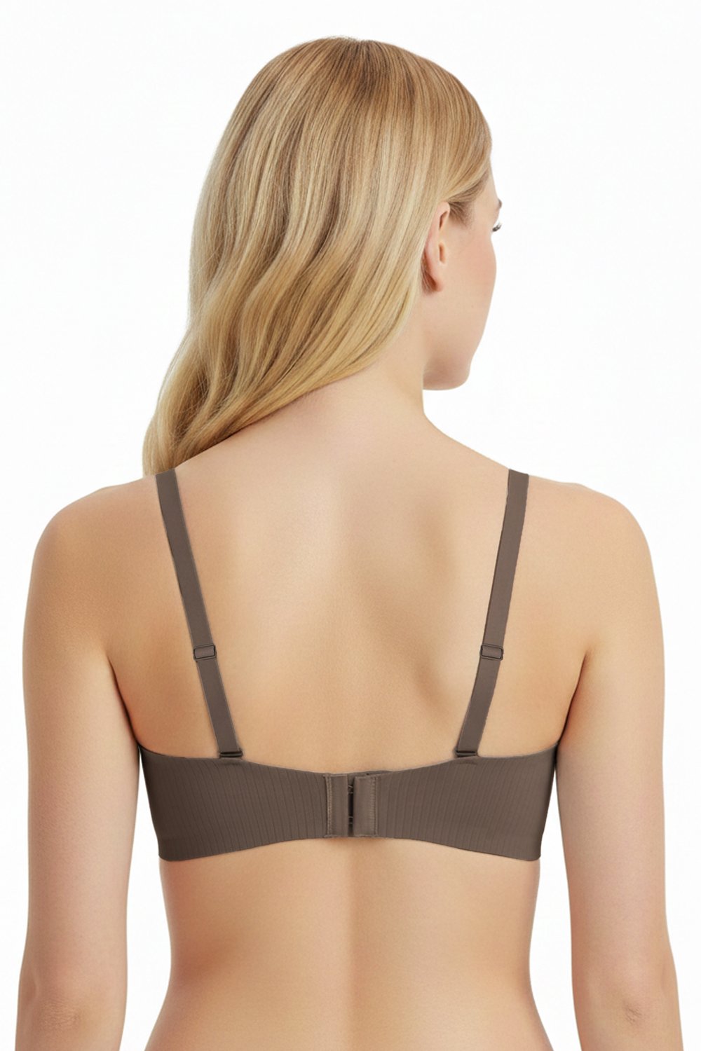 Seamless Bra - Liny | Kahverengi Lazer Kesim Dikişsiz Çizgi Desenli Dekolteli Kadın Sütyen
