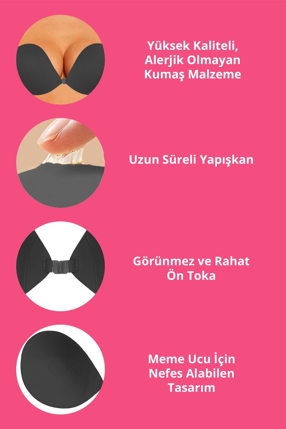 Siyah Askısız Straplez Göğüs Dikleştirici Yapışkan Damla Sütyen