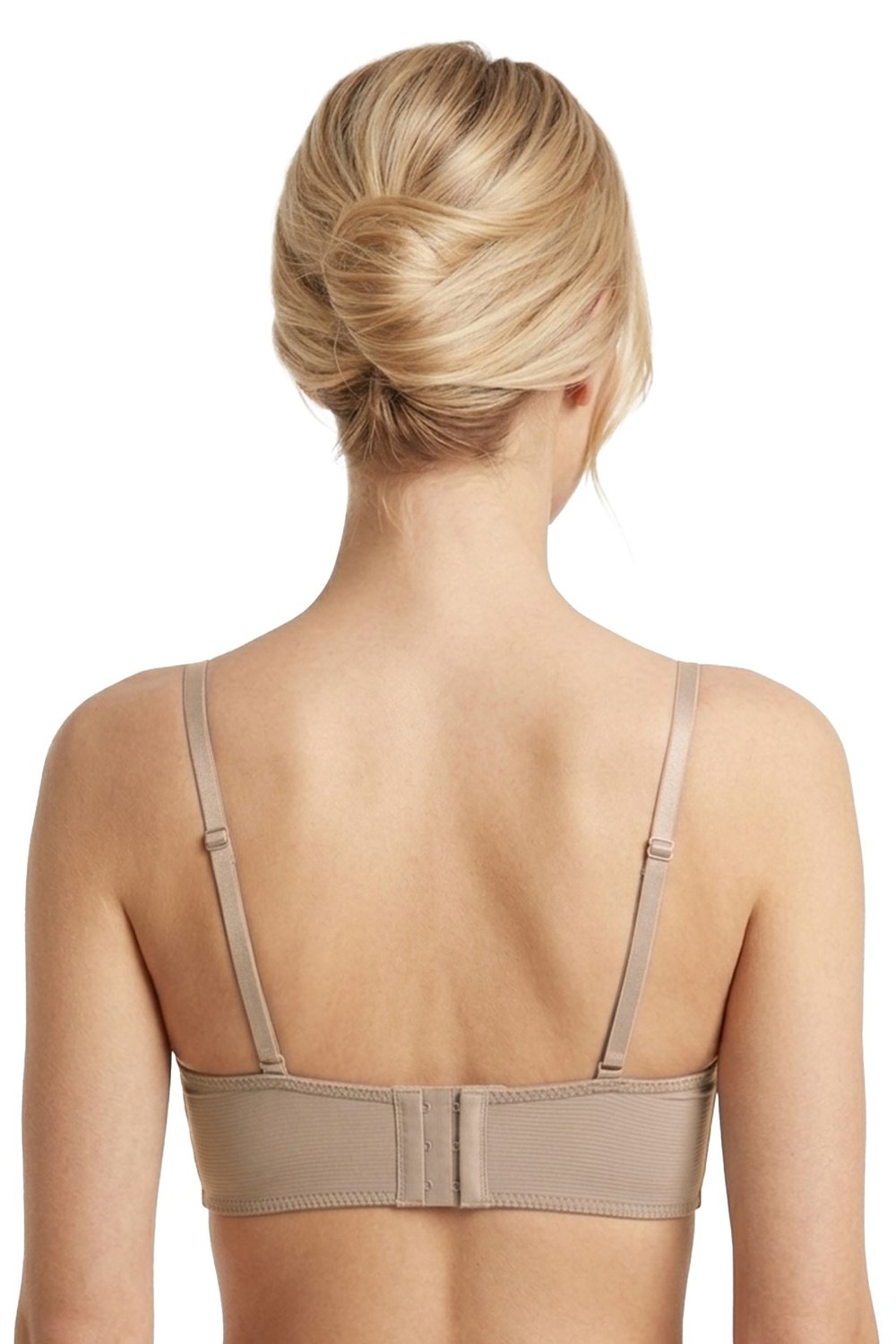 Seamless Bra - Renoa | Bej Rib Dokulu Balensiz Doğal Form Straplez Kadın Sütyen
