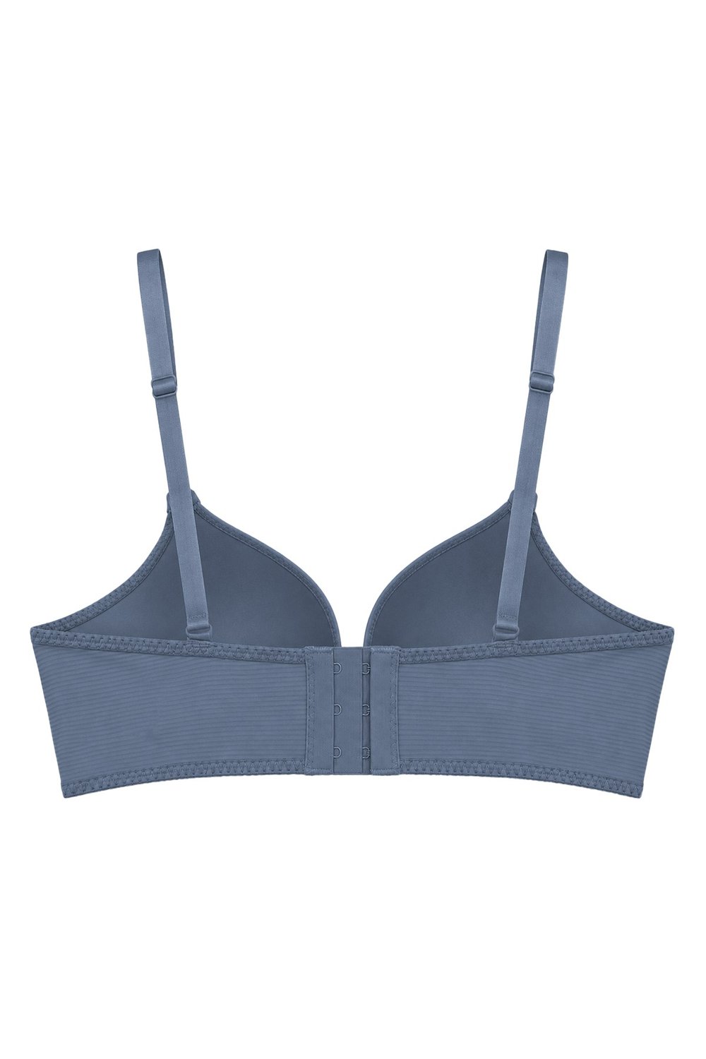 Seamless Bra - Renoa | Mavi Rib Dokulu Balensiz Doğal Form Straplez Kadın Sütyen