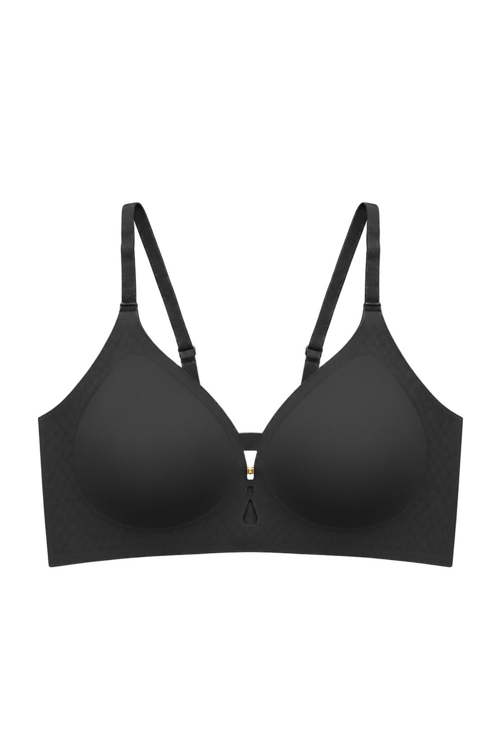 Seamless Bra - Elune | Siyah Lazer Kesim Balensiz Dekolte Taş Detaylı Dikişsiz Kadın Sütyen