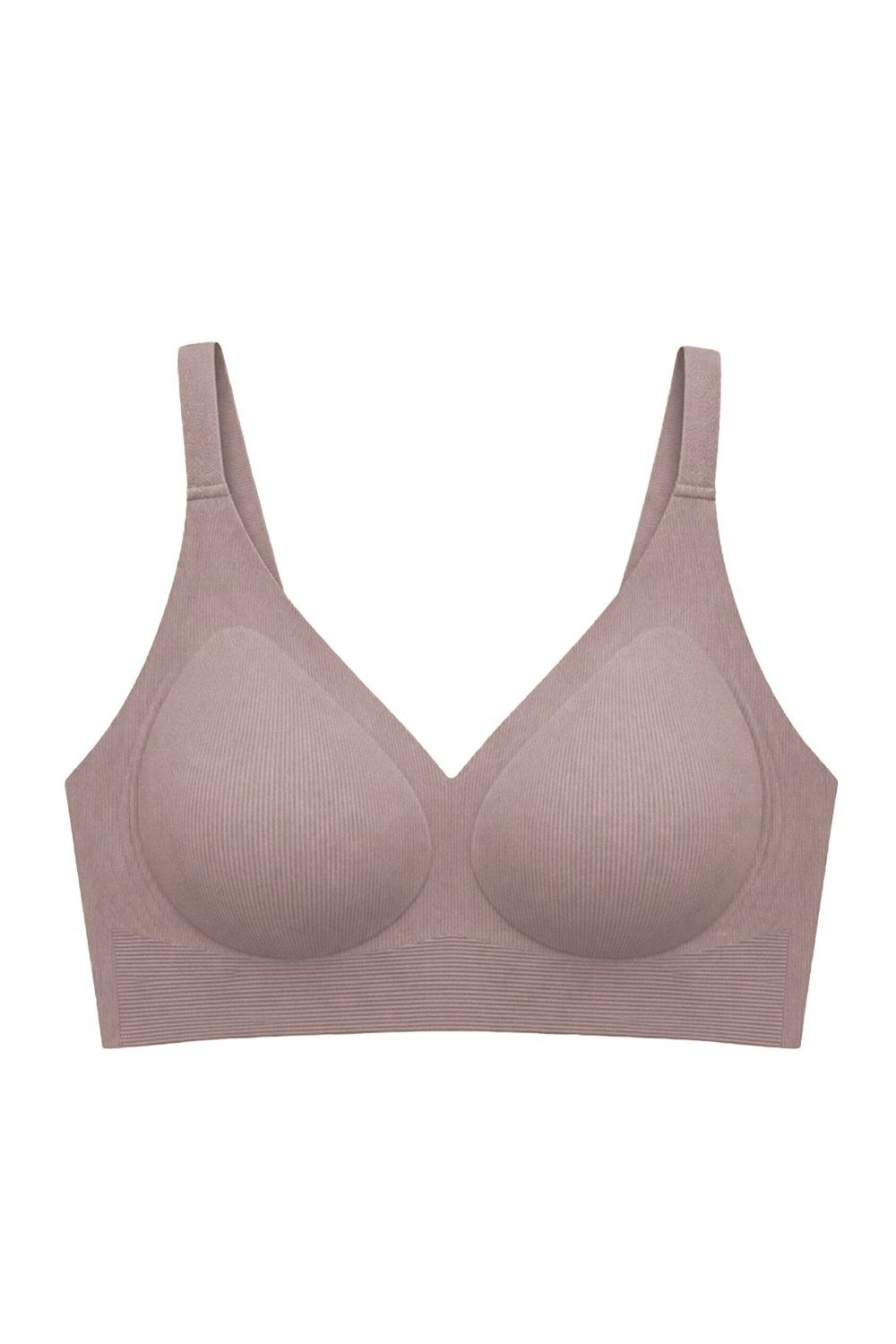 Seamless Bra - Velora | Kahverengi Lazer Kesim Balensiz Rib Dokulu Dikişsiz Kadın Sütyen