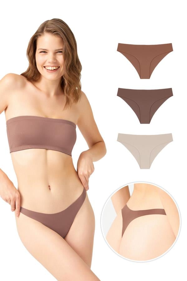 Lazer Kesim Kadın Bikini Külot 3lü Paket-3