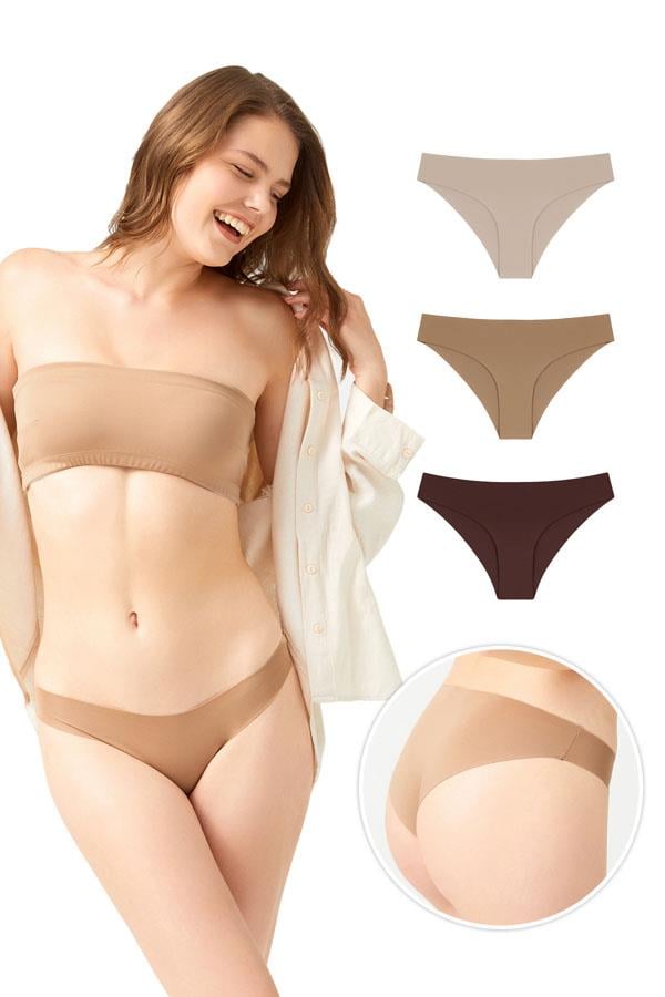 Lazer Kesim Kadın Bikini Külot 3lü Paket-2
