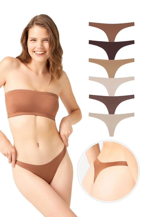 Lazer Kesim Kadın Tanga Külot 6lı Paket