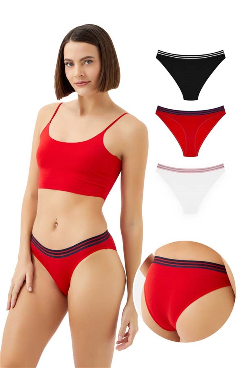 Spor Basic Pamuklu Bikini Külot 3lü Paket - 3