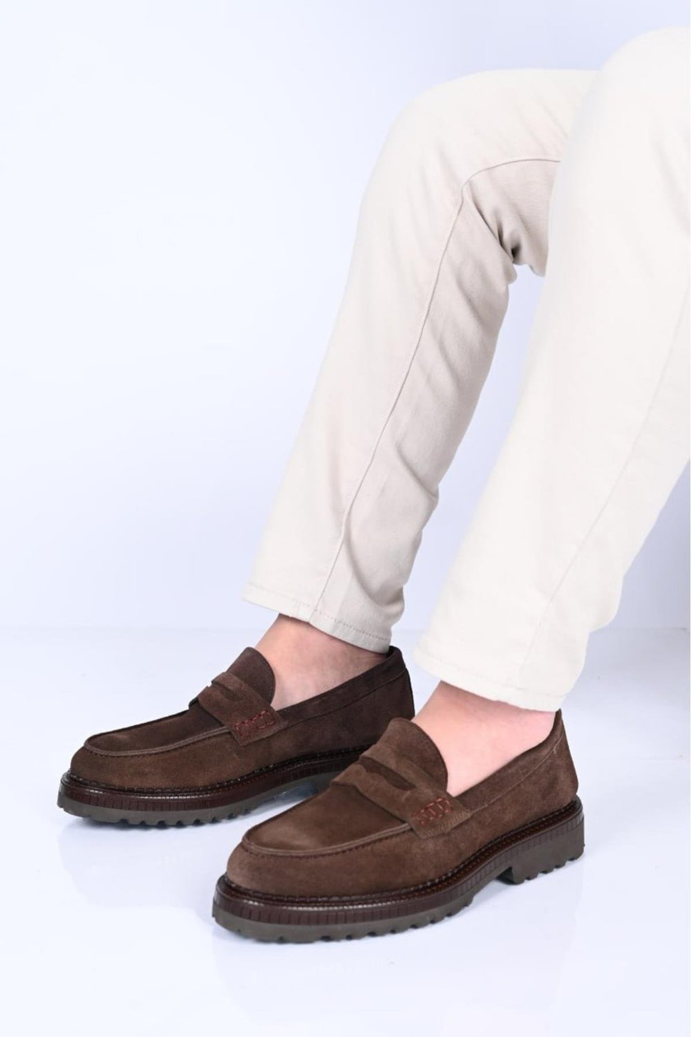 Bestello Bağcıksız  Eva Taban Hakiki Deri Loafer 174-802 Erkek Ayakkabı174-802_KAHVE SUET_40Loafer