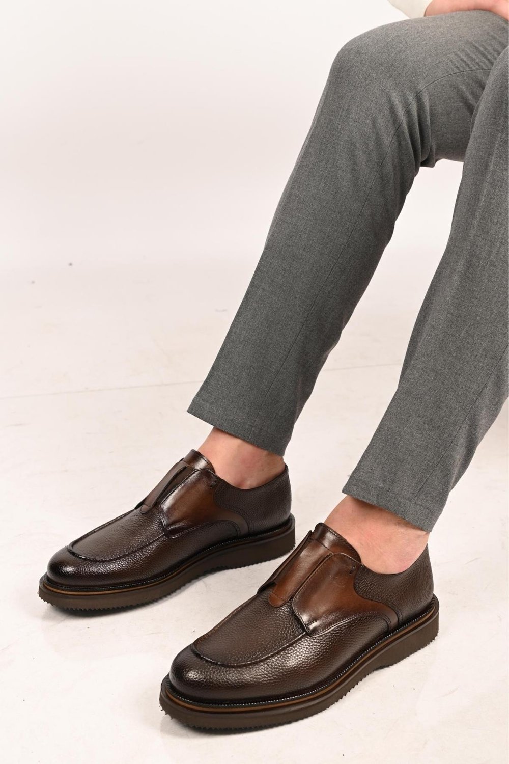 Bestello Bağcıksız Lastikli Eva Taban Hakiki Deri Loafer 172-65114 Erkek Ayakkabı172-65114_KAHVE_39Loafer