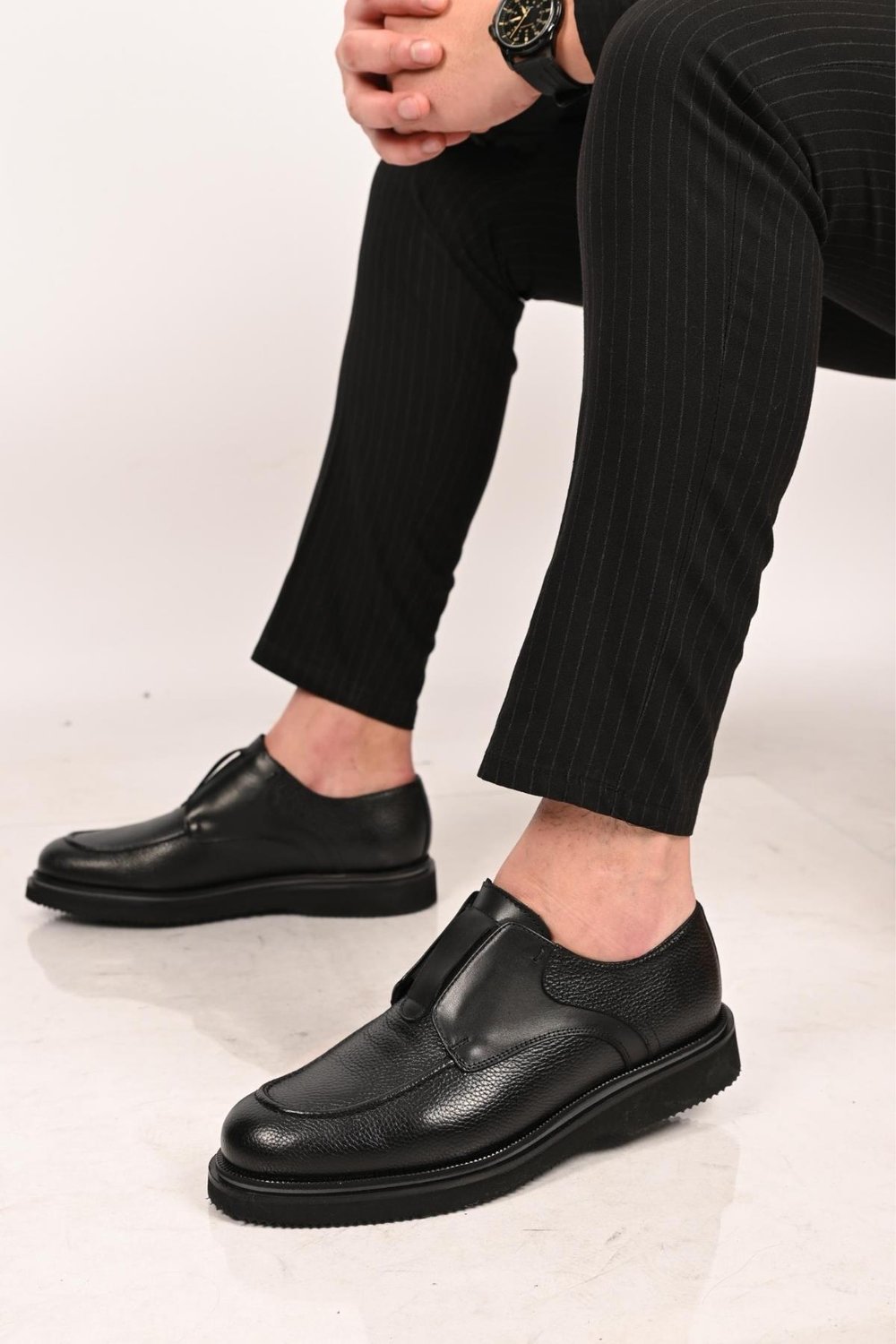 Bestello Bağcıksız Lastikli Eva Taban Hakiki Deri Loafer 172-65114 Erkek Ayakkabı172-65114_SIYAH_39Loafer