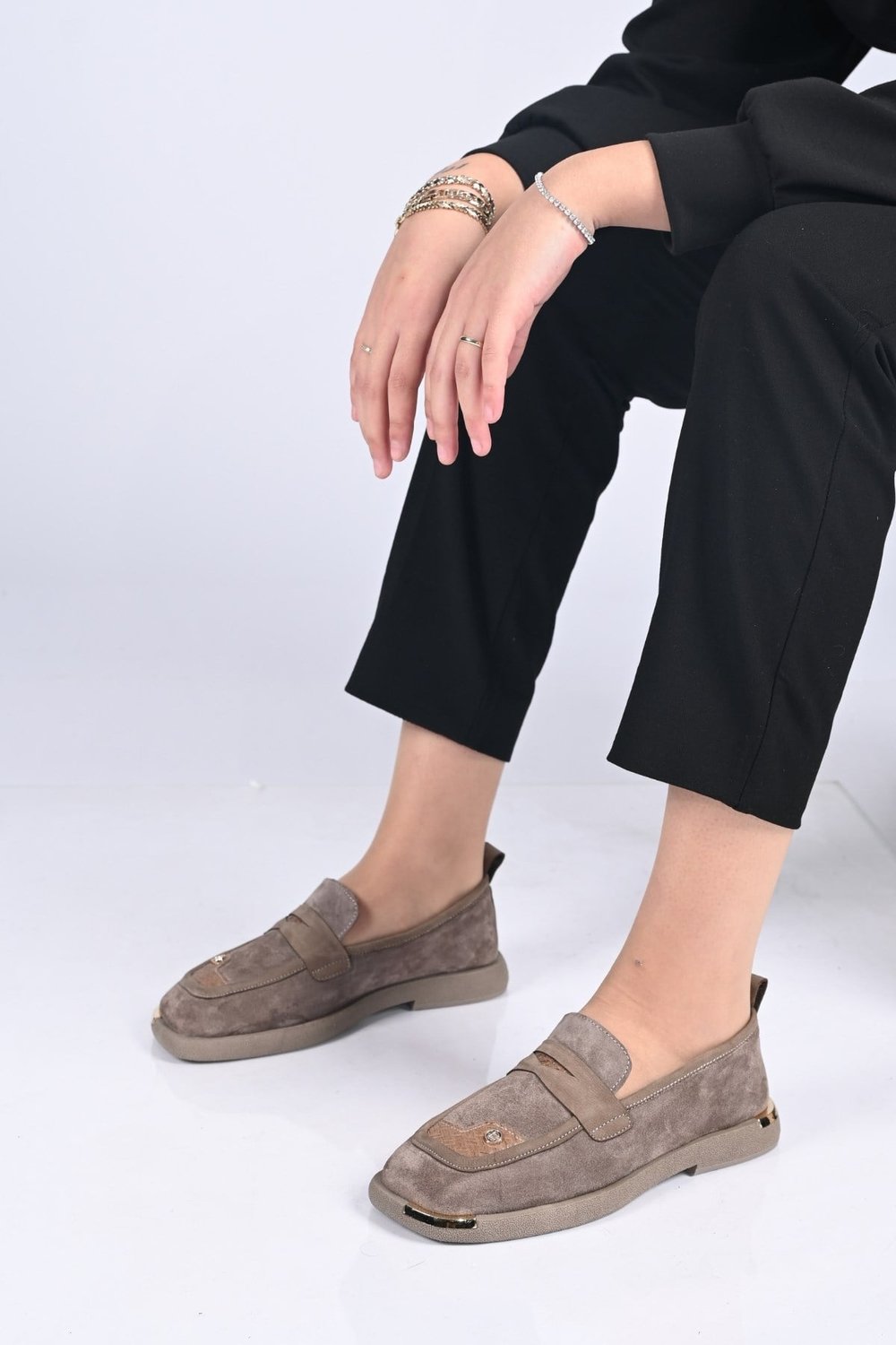Bestello Bağcıksız Toka Detaylı Termo Taban Hakiki Deri Loafer 338-7082 Kadın Ayakkabı338-7082_VIZON SUET_36Babet & Loafer