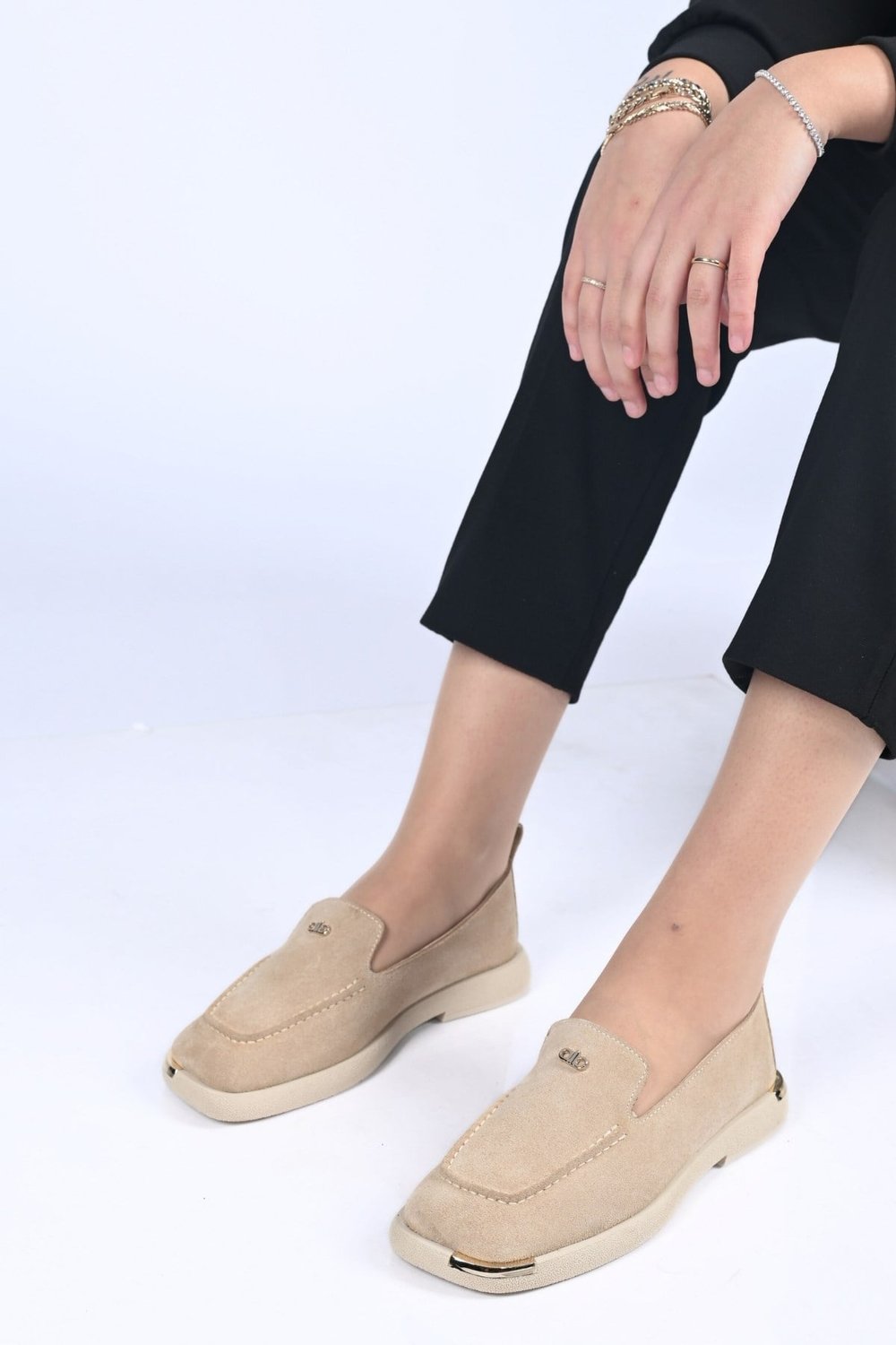 Bestello Bağcıksız Toka Detaylı Termo Taban Hakiki Deri Loafer 338-7086 Kadın Ayakkabı338-7086_BEJ SUET_36Loafer
