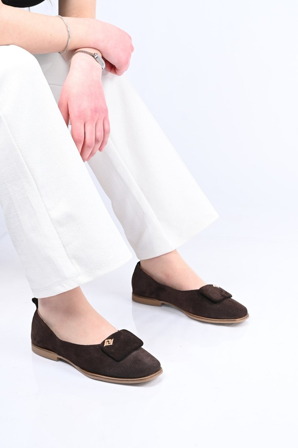 Bestello Bağcıksız Tokalı Jurdan Taban Hakiki Deri Babet 343-089-110 Kadın Ayakkabı343-089-110_KAHVE SUET_36Babet & Loafer
