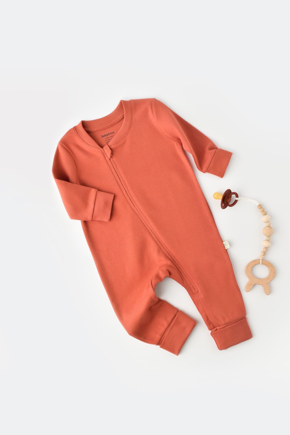 BabyCosy Organik Bebek Fermuarlı Tulum, %100 Organik Pamuk, Bebek Ve Yenidoğan Serisi - Csy3035