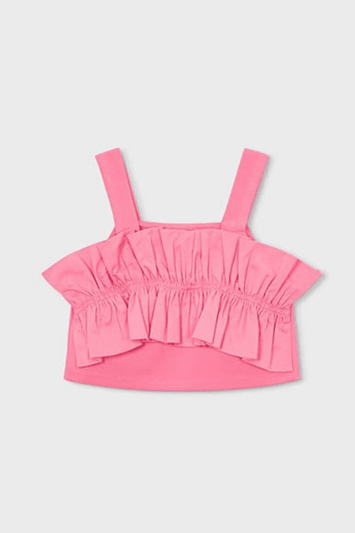 Mayoral Kız Çocuk Fırfırlı Askılı Crop Bluz Pembe