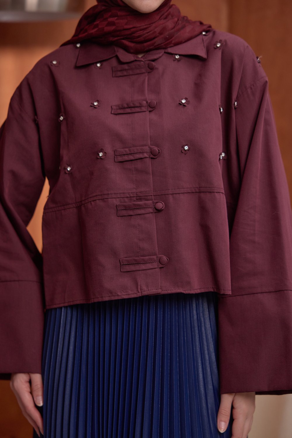 Çiçekli Gömlek Burgundy