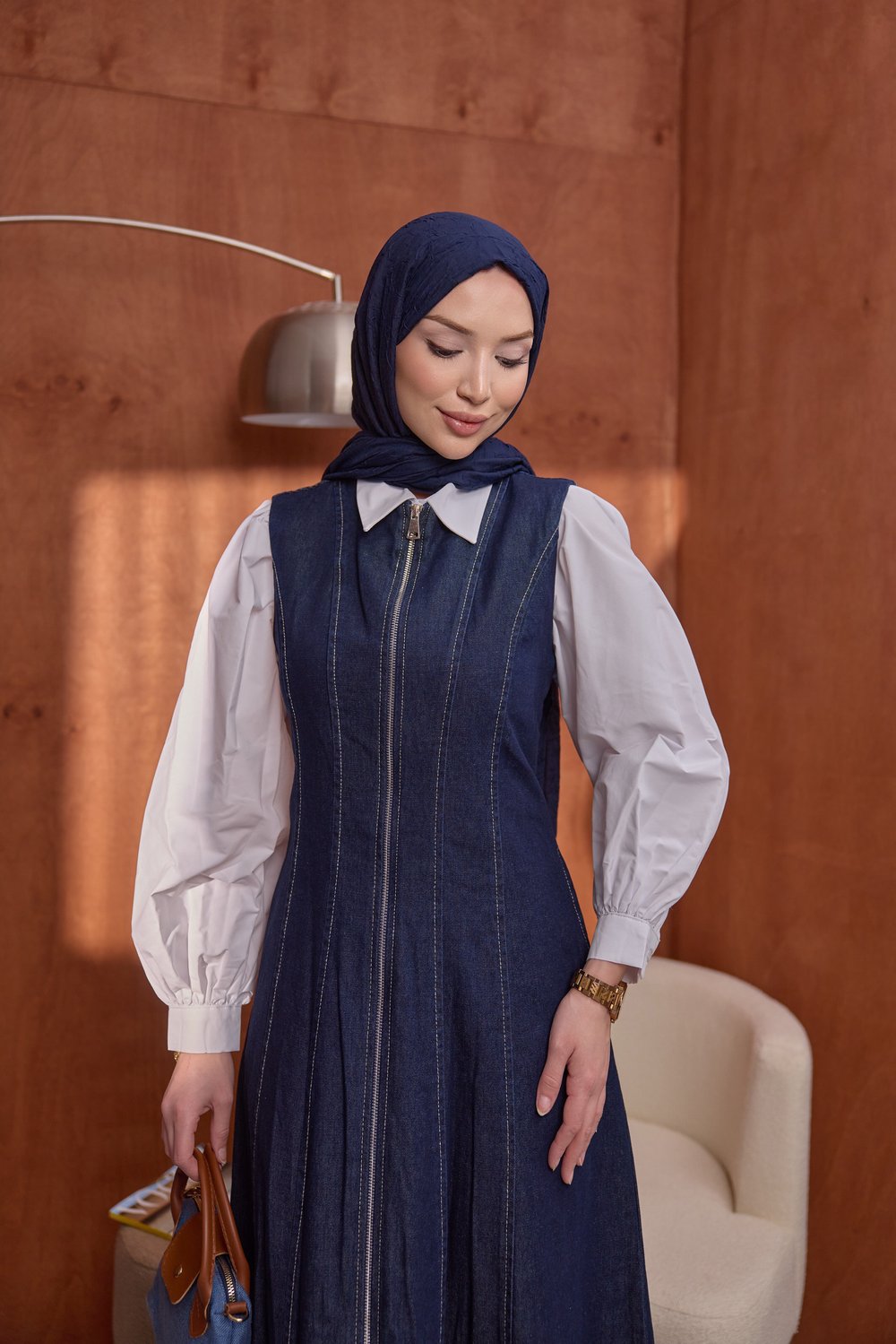 Fermuarlı Kot Jile