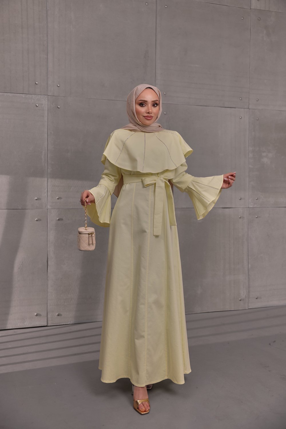 Gabardin Elbise Sarı