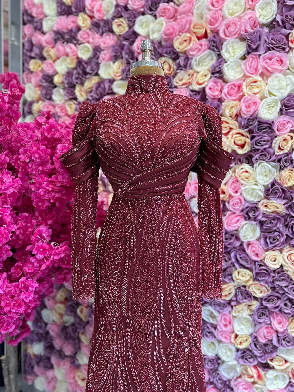 Haute Couture Dress Bordo