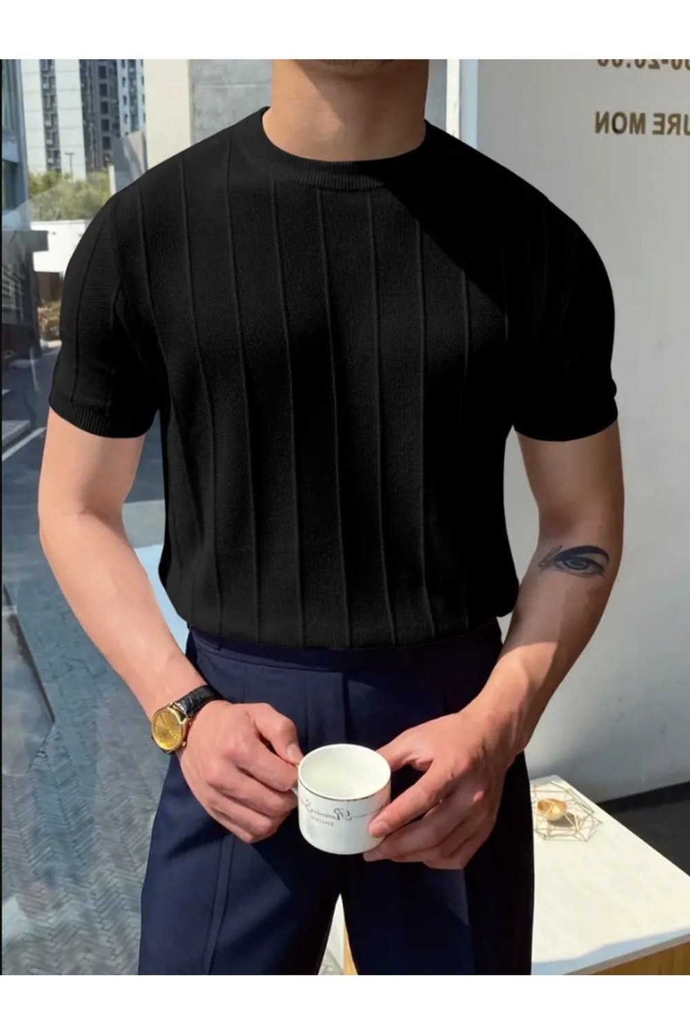 Erkek Slim Fit Triko T-Shirt Premium Yazlık Old Money Basic Tişört