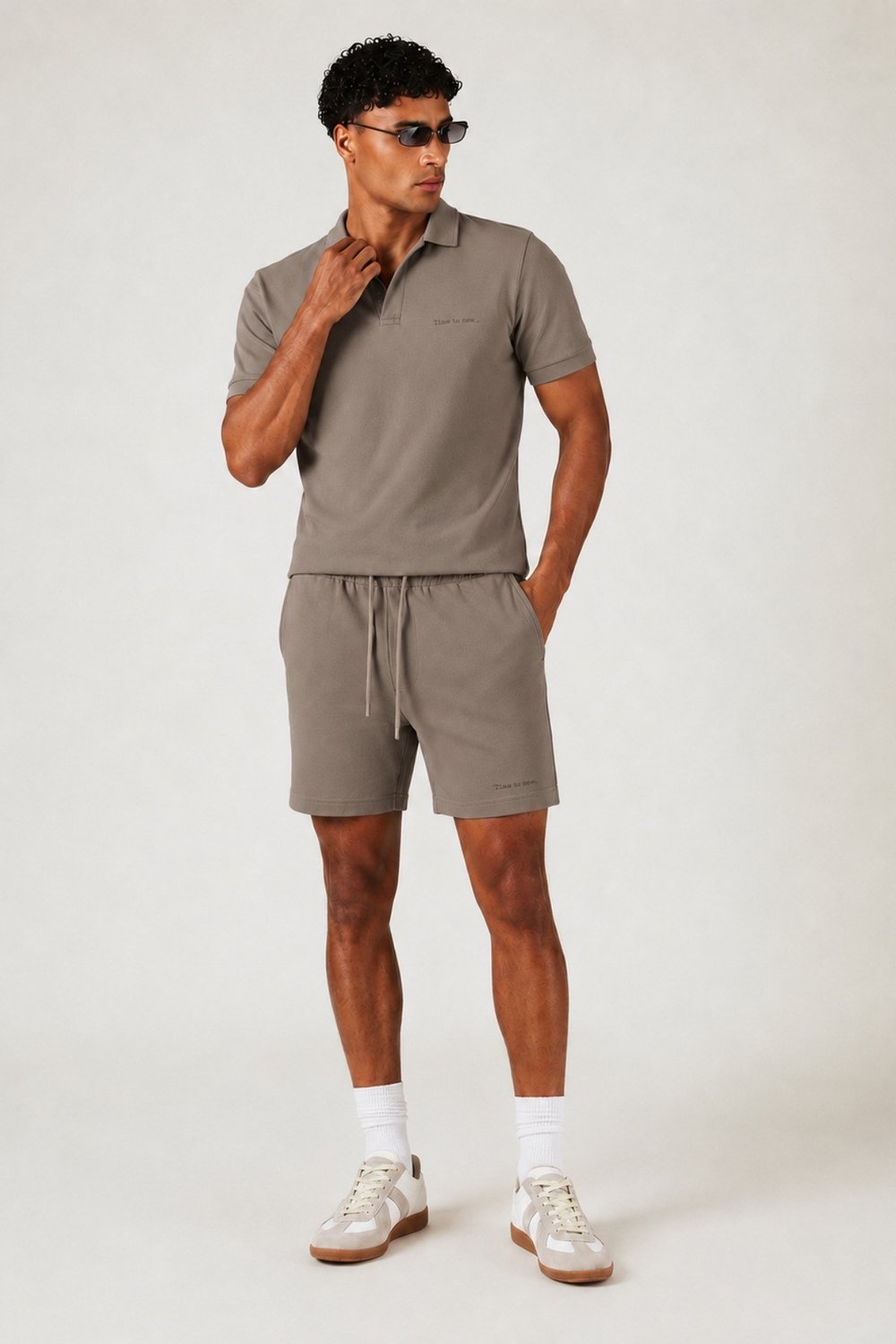Tarz CoolAlt - Üst TakımTİMESRT-026-Siyah-LErkek %100 Pamuk Polo Yaka Tişört ve Şort Takım – Slim Fit Yazlık 2'li Kombin