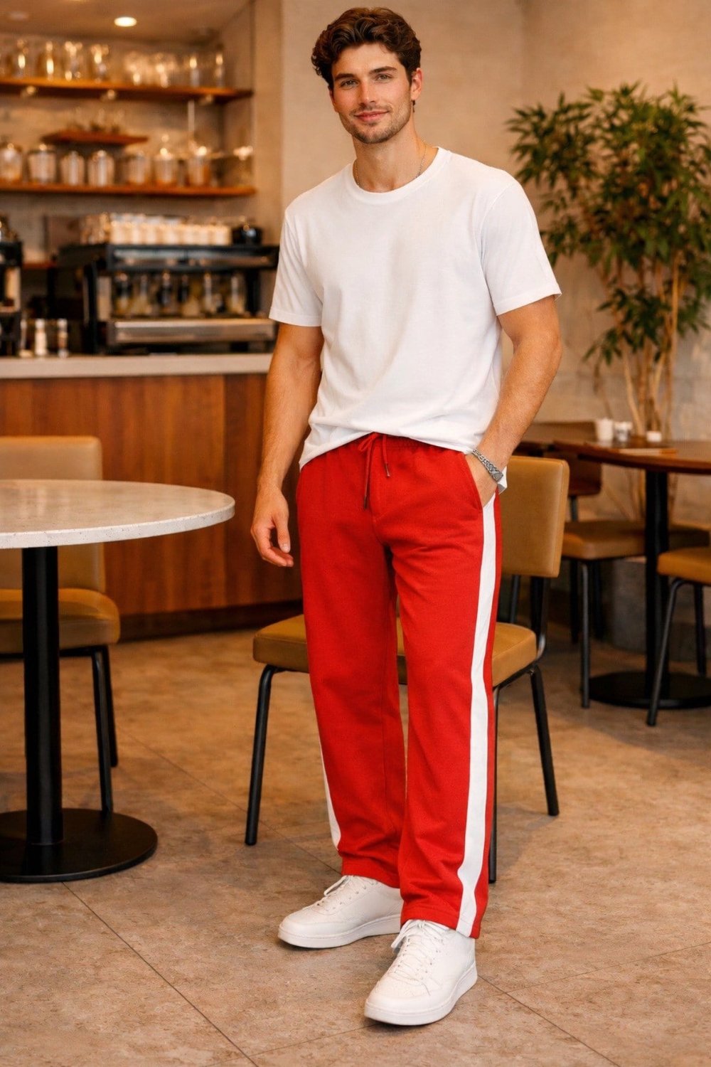 Tarz CoolEşofman AltıESF26001BYZXLErkek Şeritli Eşofman Altı Bağcıklı Baggy Rahat Kesim Günlük Spor Pantolon